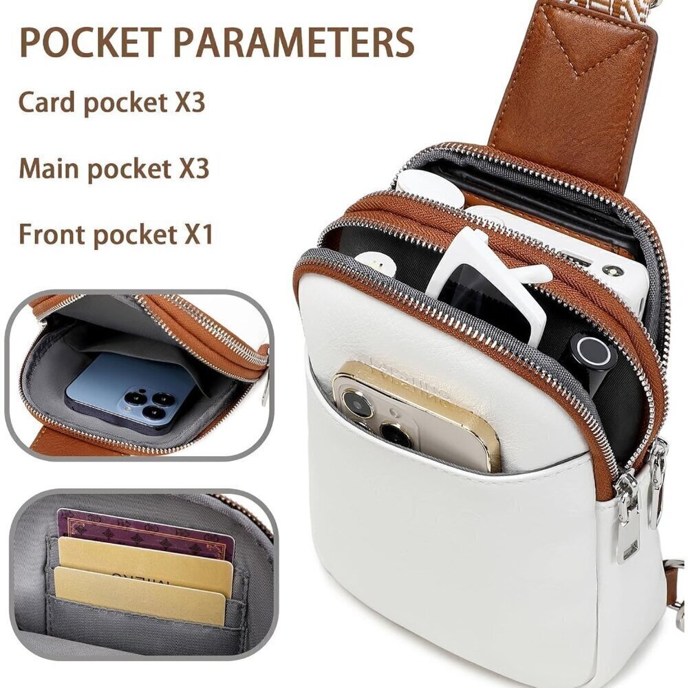 Trendy Sling Bag for Women, PU Leather Crossbody Fanny Pack for Travel & Hiking - Picture 2 of 6